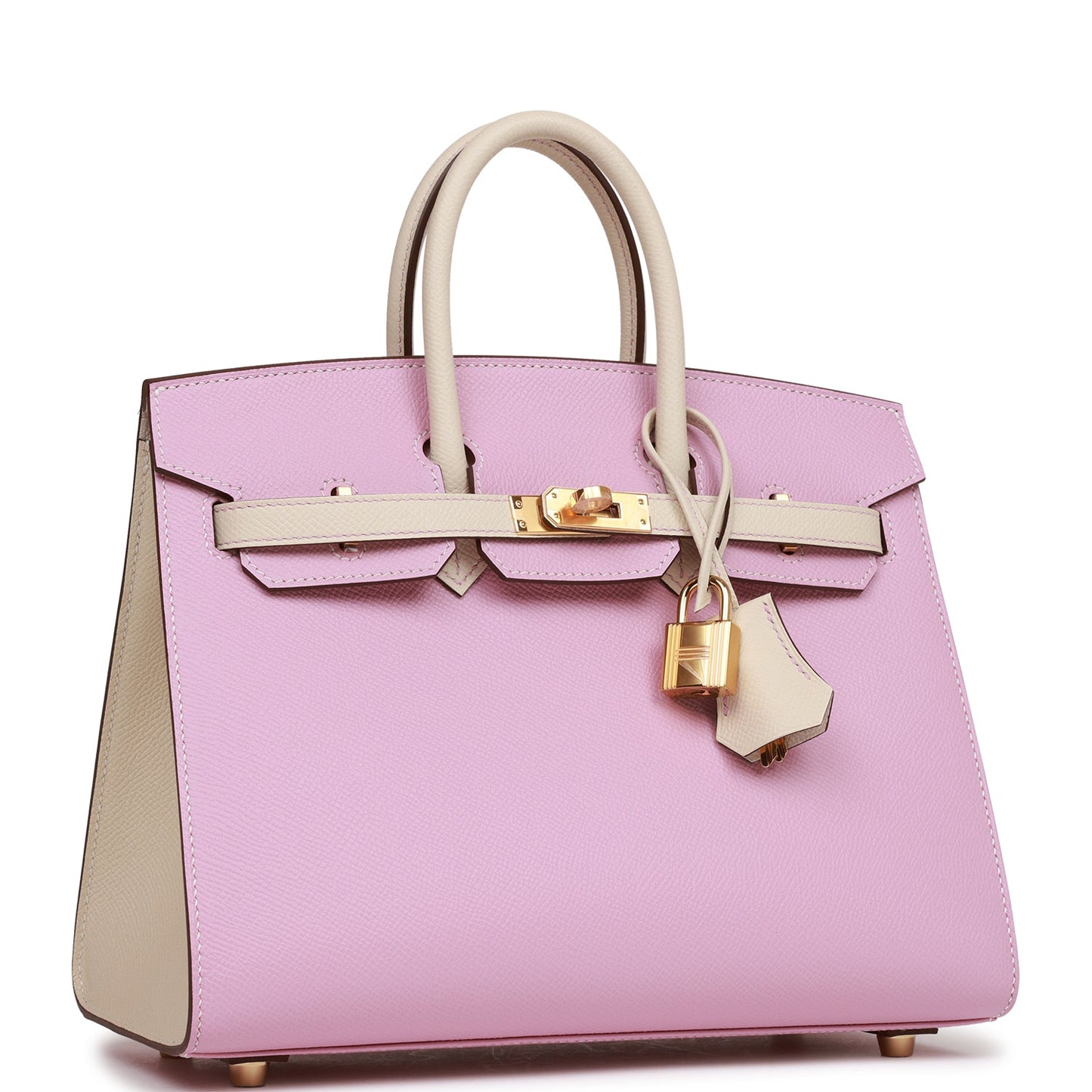 Hermes Birkin 25 Sellier Mauve Sylvestre and Craie Epsom Rose Gold Hardware
