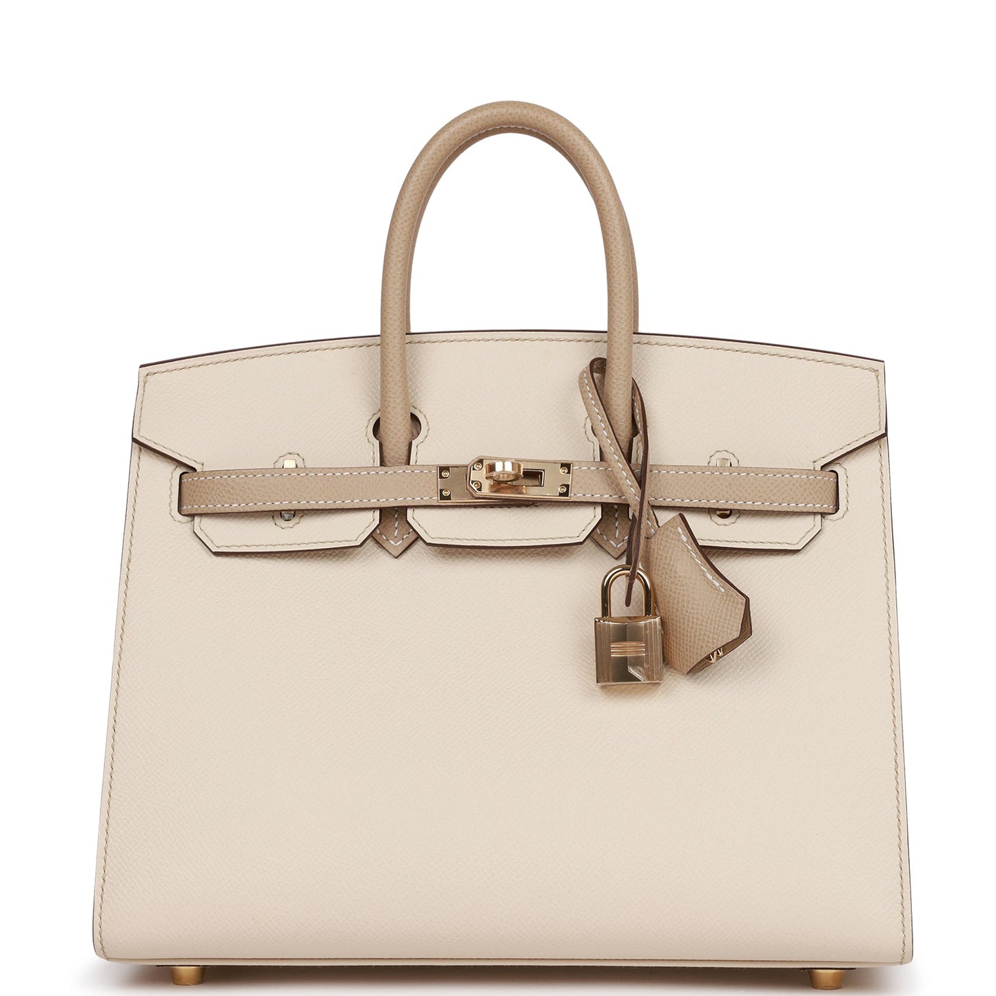 Hermes Birkin 25 Sellier Craie and Trench Epsom Permabrass Hardware