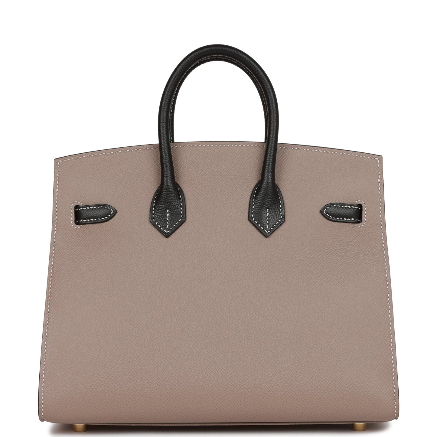 Hermes Birkin 25 Sellier Etoupe and Black Epsom Brushed Gold Hardware