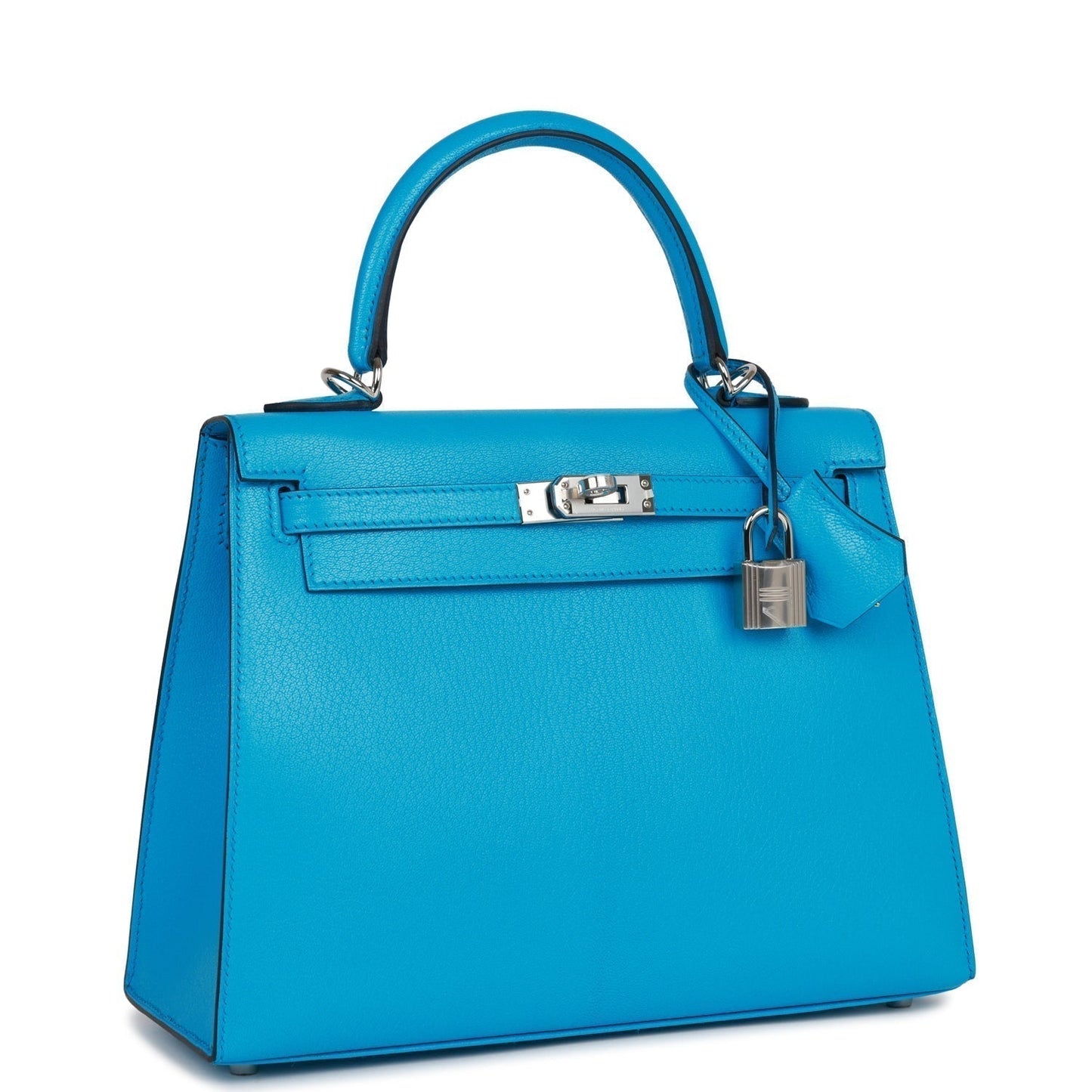 Hermes Kelly 25 Sellier Bleu Frida Chevre Palladium Hardware
