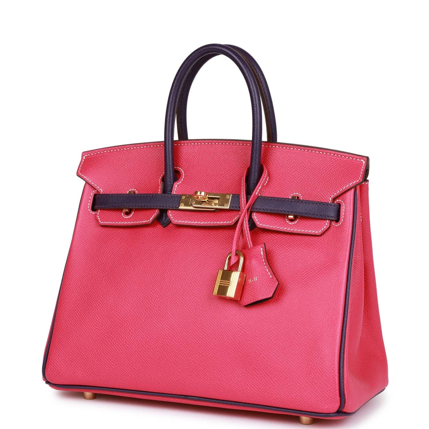Top Quality Luxury Hermes Special Order (HSS) Birkin 25 Rose Tyrien and Iris Epsom Gold Hardware