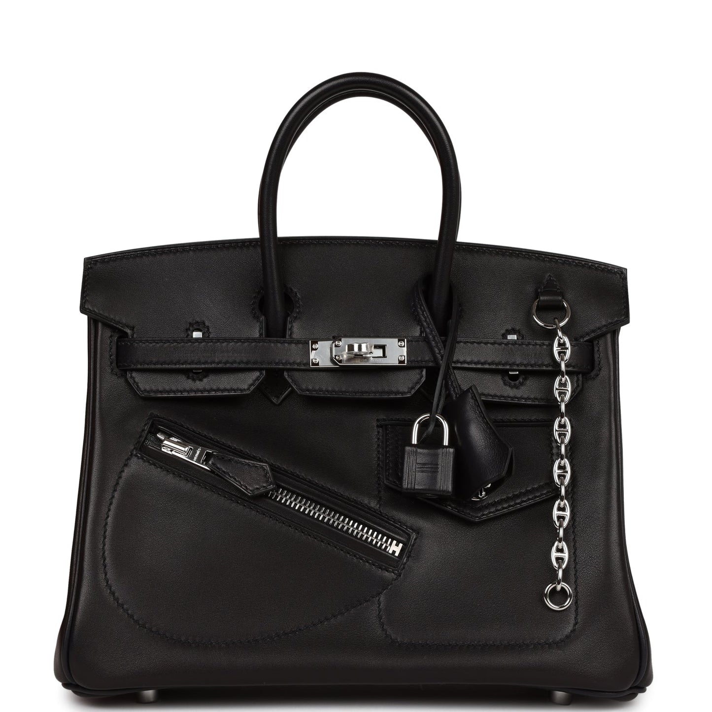 Luxury Hermes Limited Edition Birkin Rock 25 Black Volupto Palladium Hardware