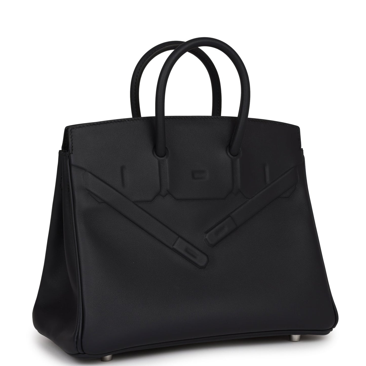 Luxury Hermes Birkin Shadow 25 Caban Swift Palladium Hardware