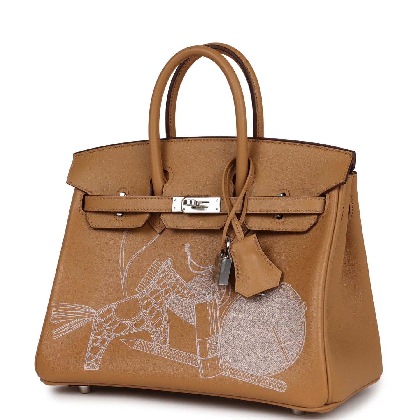 Luxury Hermes Birkin 25 In & Out Biscuit Swift Palladium Hardware