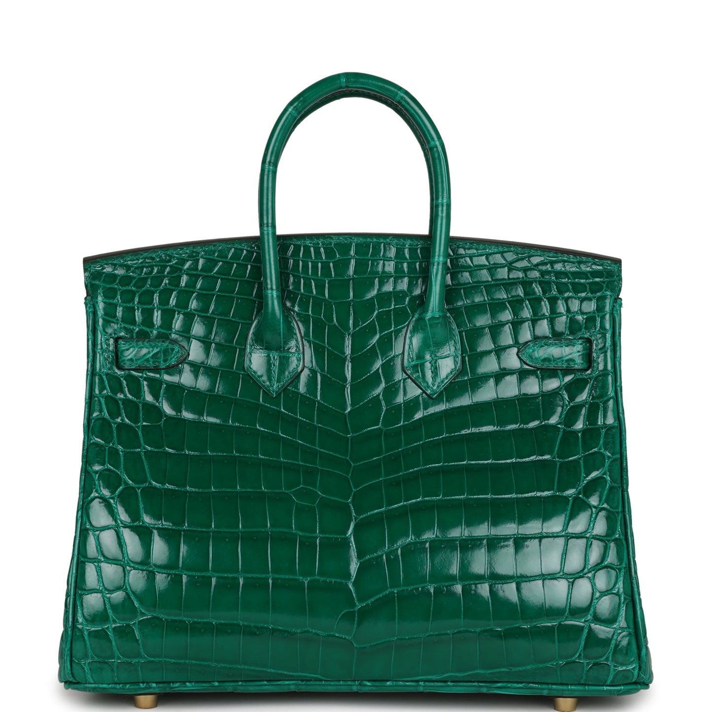 Luxury Hermes Birkin 25 Emerald Shiny Niloticus Crocodile Gold Hardware