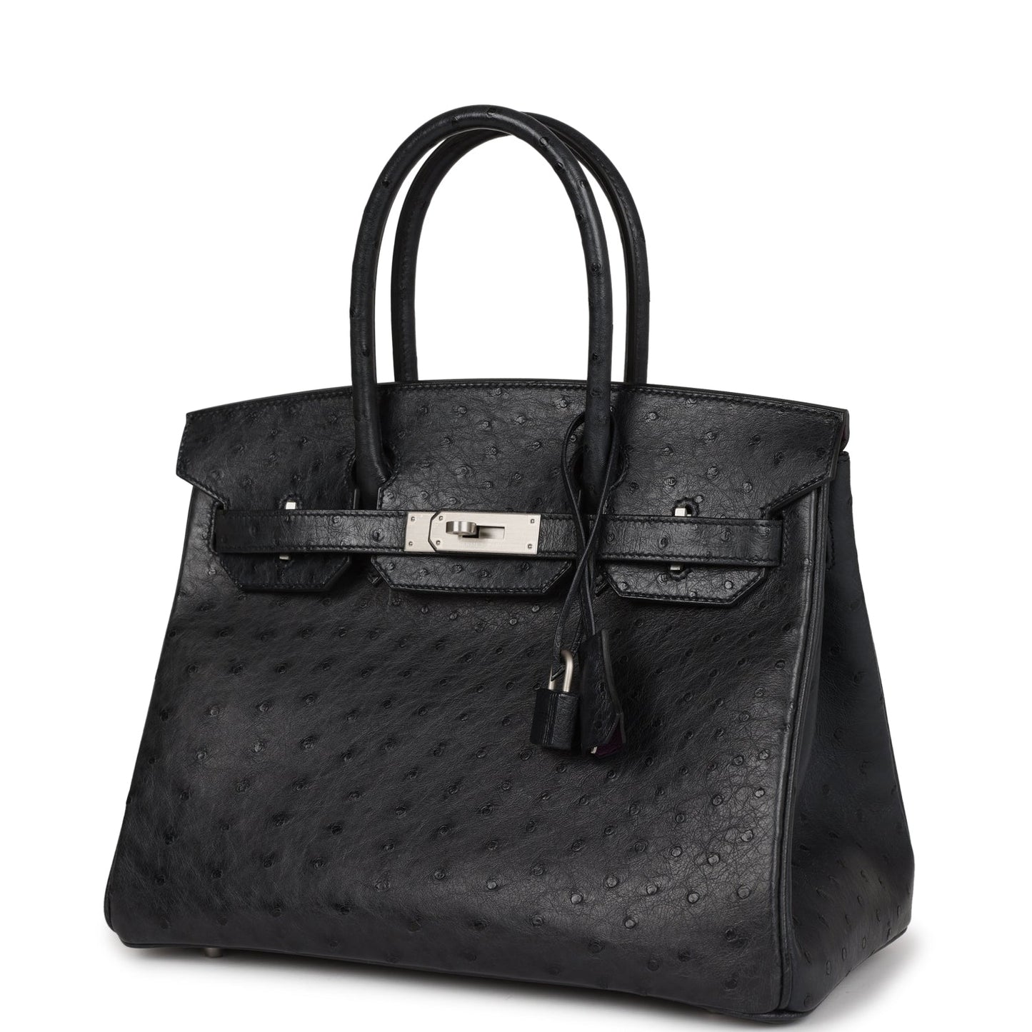 Top Quality Luxury Hermes Special Order (HSS) Birkin 30 Black Verso Ostrich Brushed Palladium Hardware