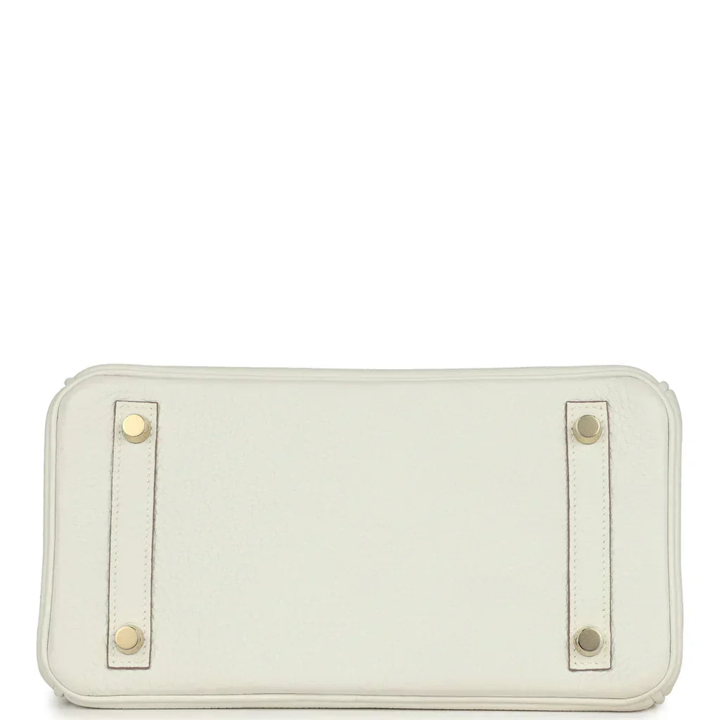 Hermes Birkin 25 Leather Gold Hardware Handbag Bag for Women (White Matt)