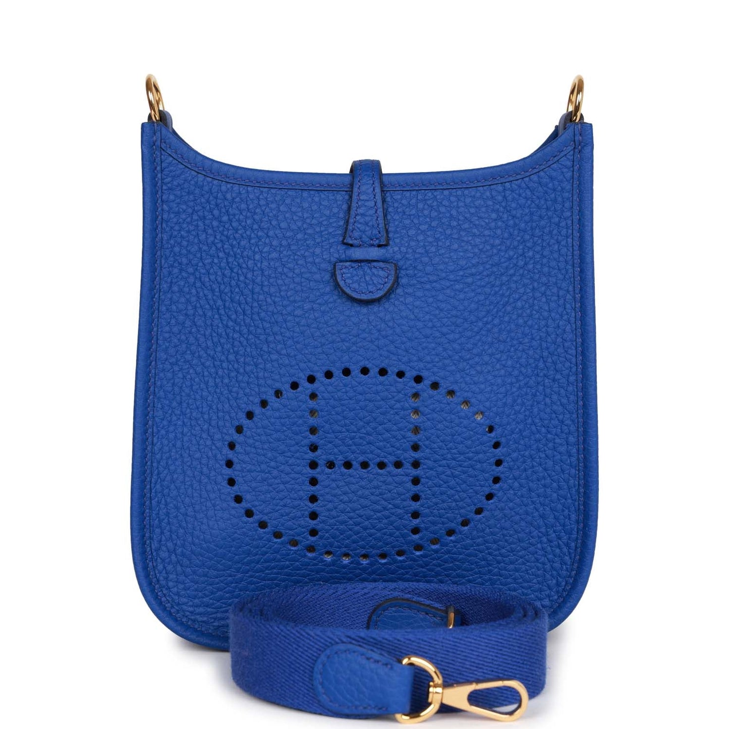 Luxury Hermes Evelyne TPM Bleu Electric Clemence Gold Hardware