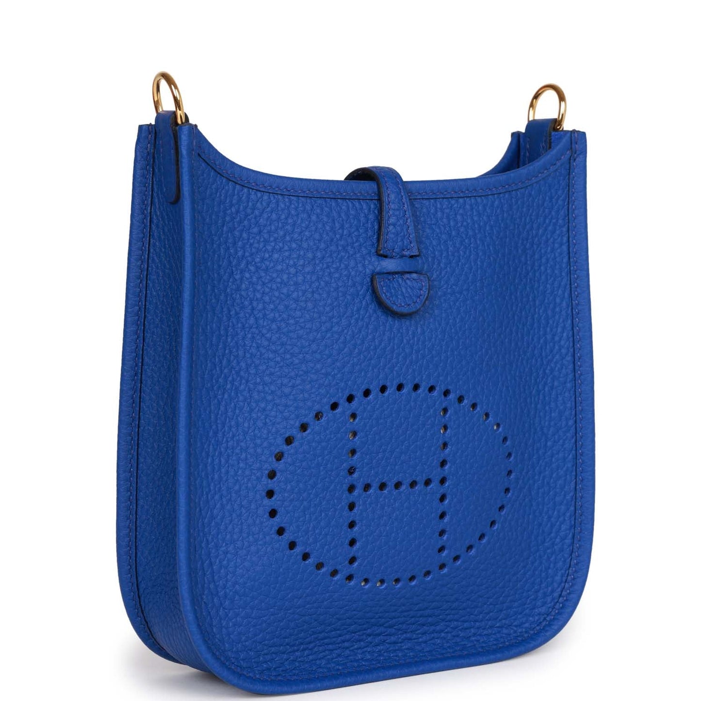 Luxury Hermes Evelyne TPM Bleu Electric Clemence Gold Hardware