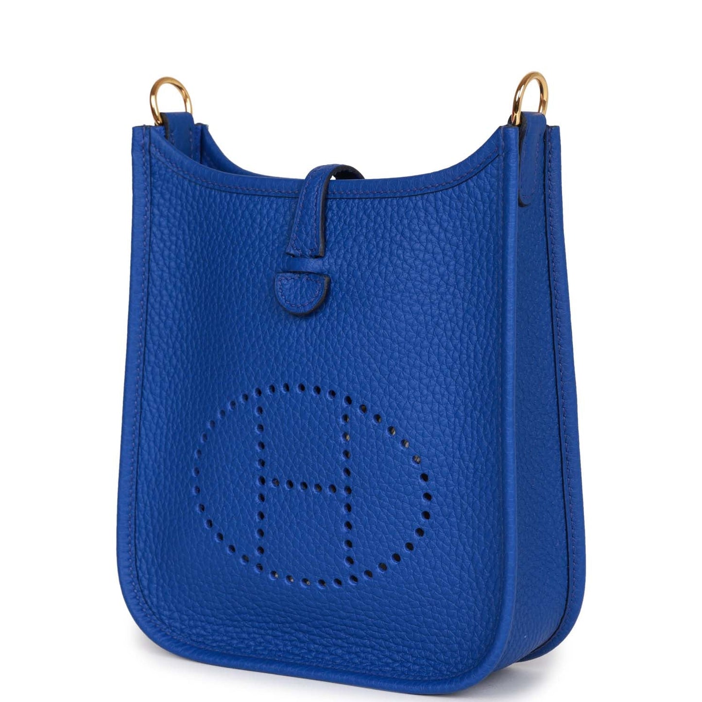 Luxury Hermes Evelyne TPM Bleu Electric Clemence Gold Hardware
