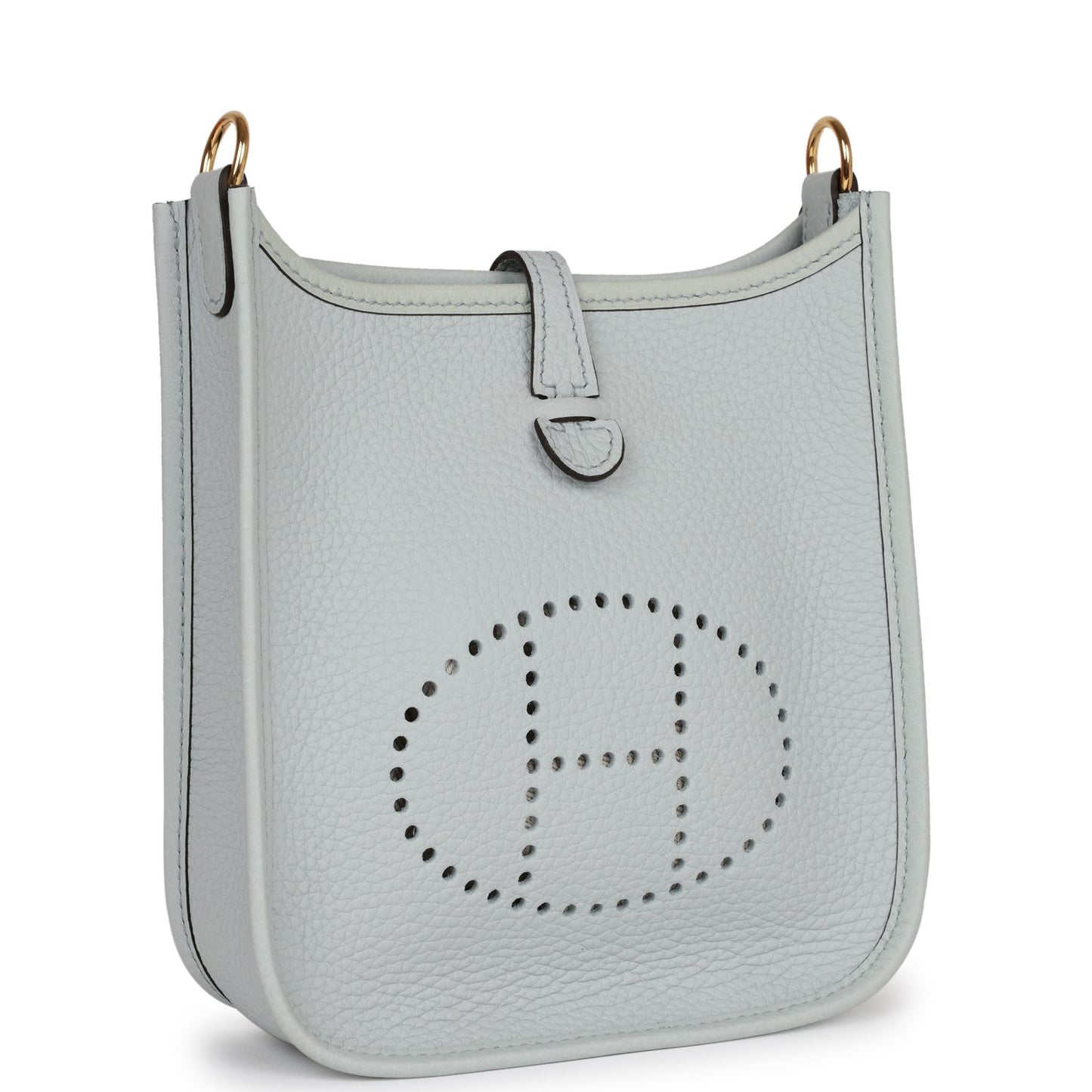 Luxury Hermes Evelyne TPM Bleu Pale Clemence Gold Hardware