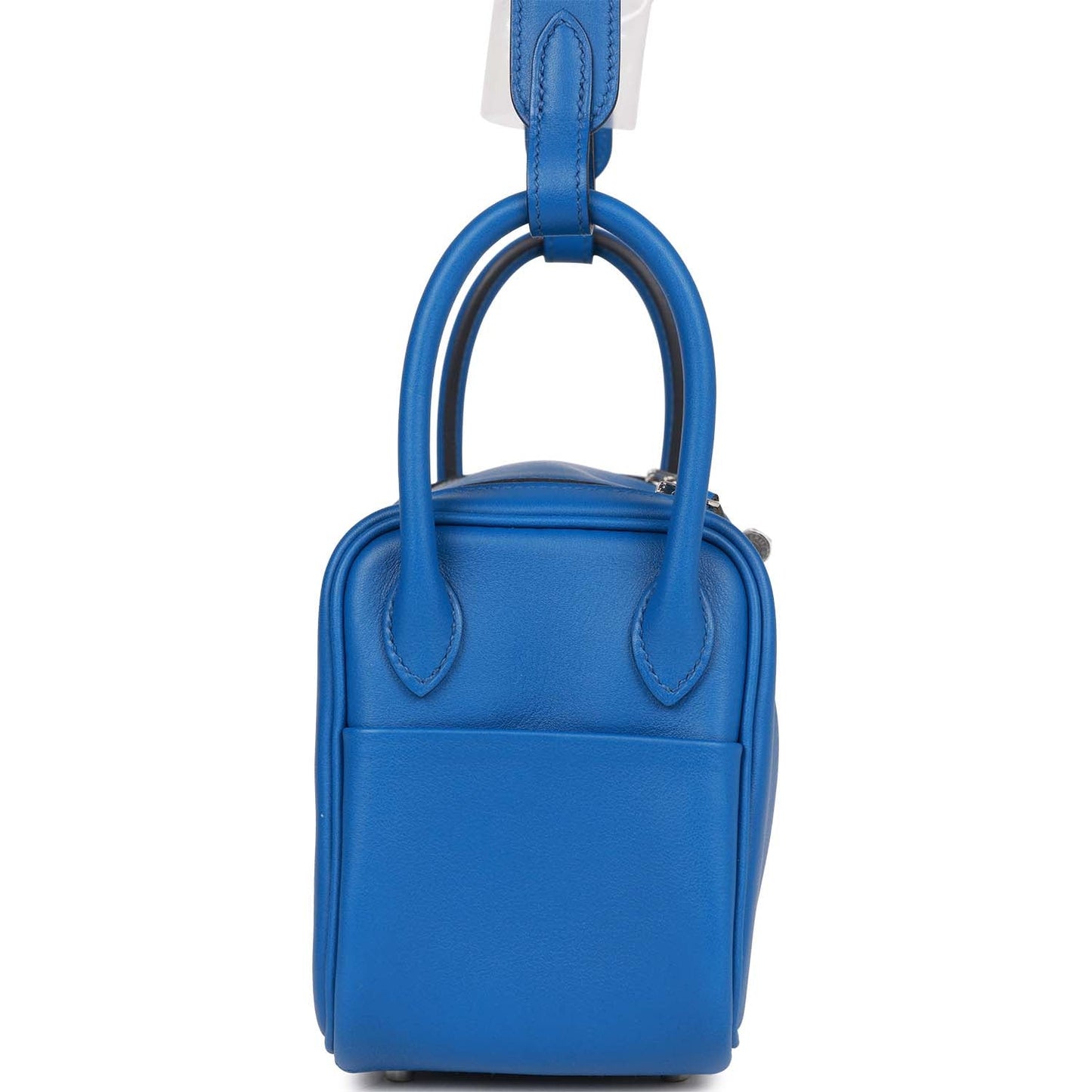 Luxury Hermes Mini Lindy Bleu France Verso Swift Palladium Hardware