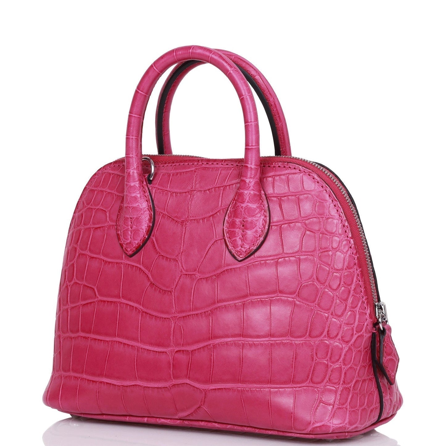 Luxury Hermes 1923 Bolide Mini Rose Scheherazade Matte Alligator Palladium Hardware