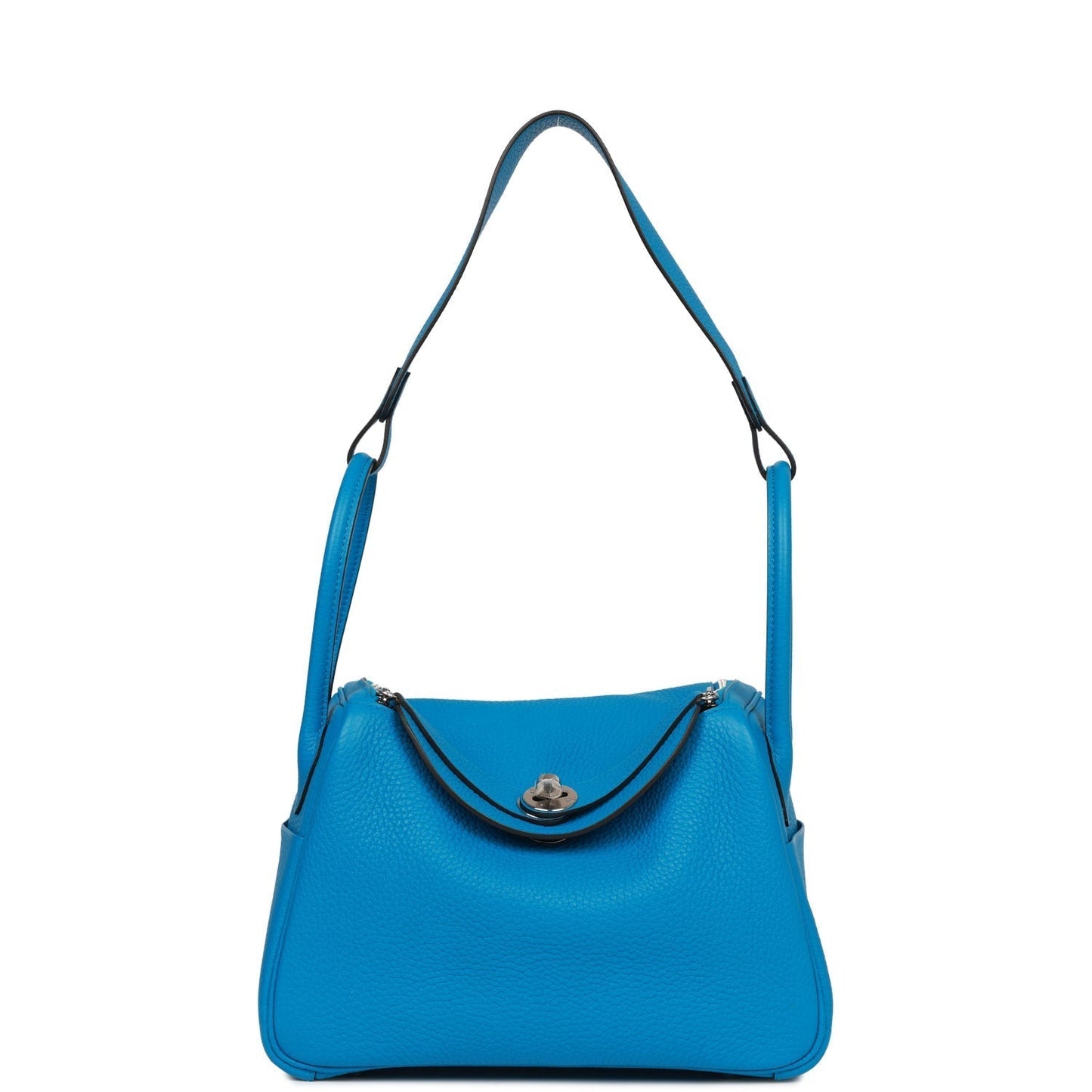 Luxury Hermes Lindy 26 Bleu Zanzibar Verso Clemence Palladium Hardware