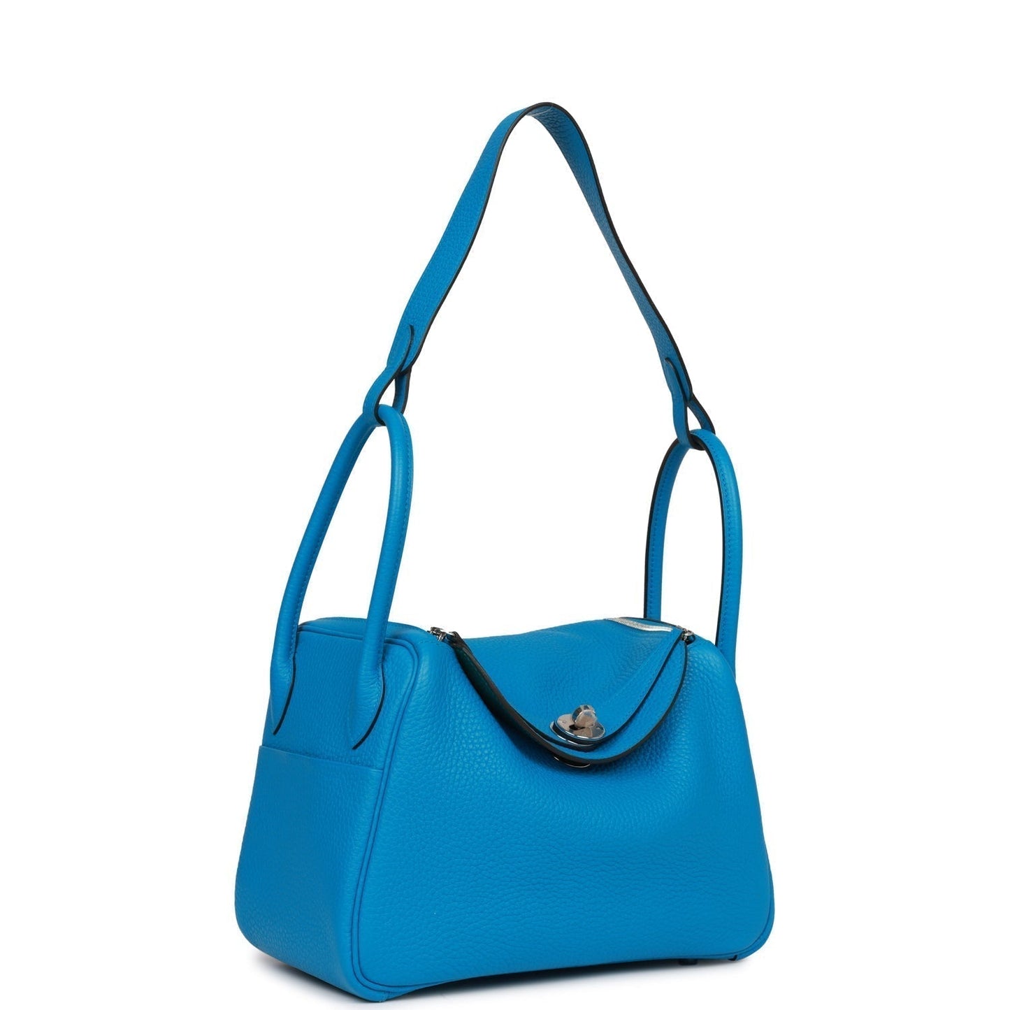 Luxury Hermes Lindy 26 Bleu Zanzibar Verso Clemence Palladium Hardware