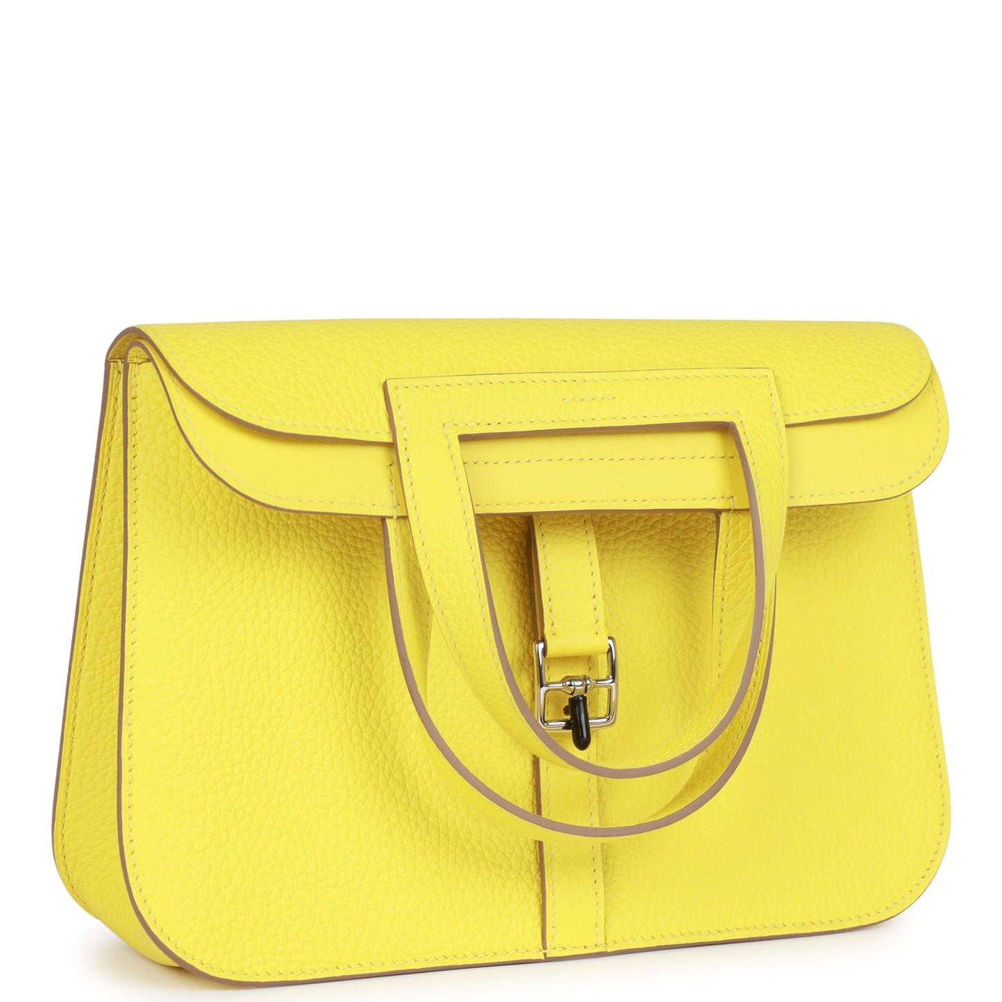 Luxury Hermes Halzan 25 Lime Clemence Palladium Hardware