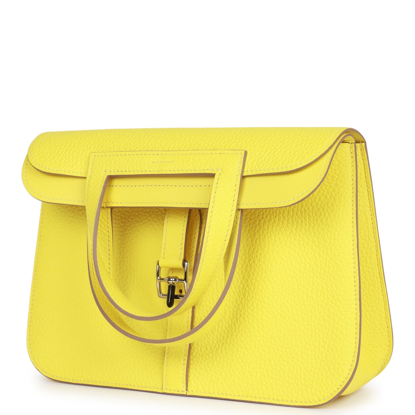Luxury Hermes Halzan 25 Lime Clemence Palladium Hardware