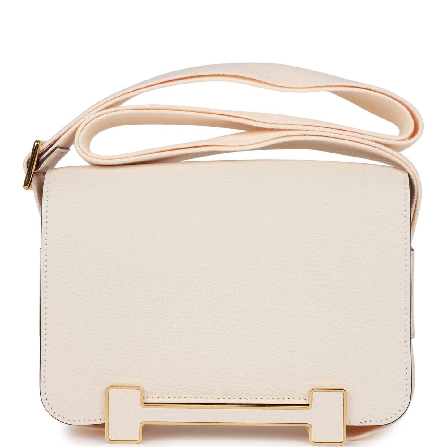 Luxury Hermes Geta Bag Nata Chevre Gold Hardware