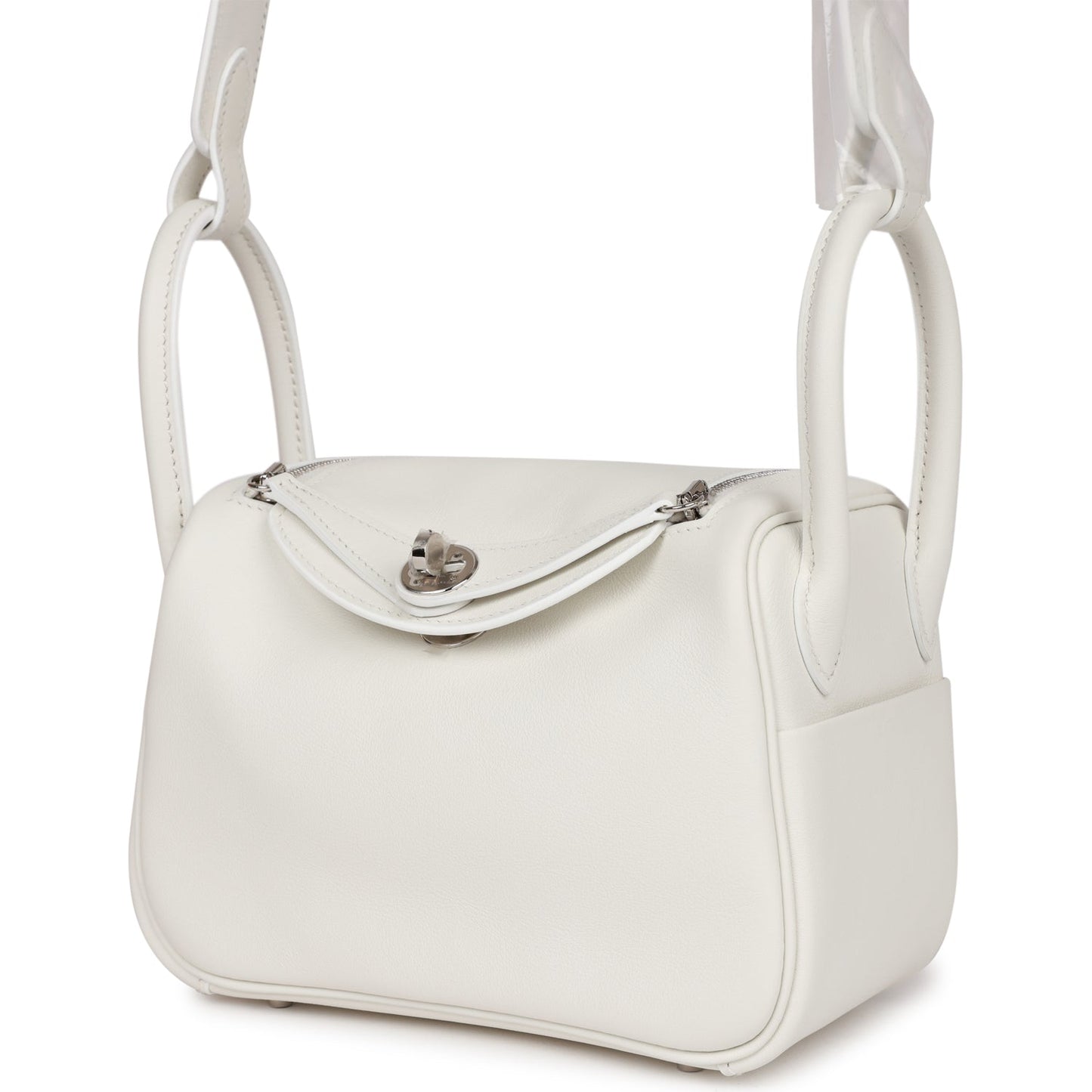 Luxury Hermes Mini Lindy White Swift Palladium Hardware