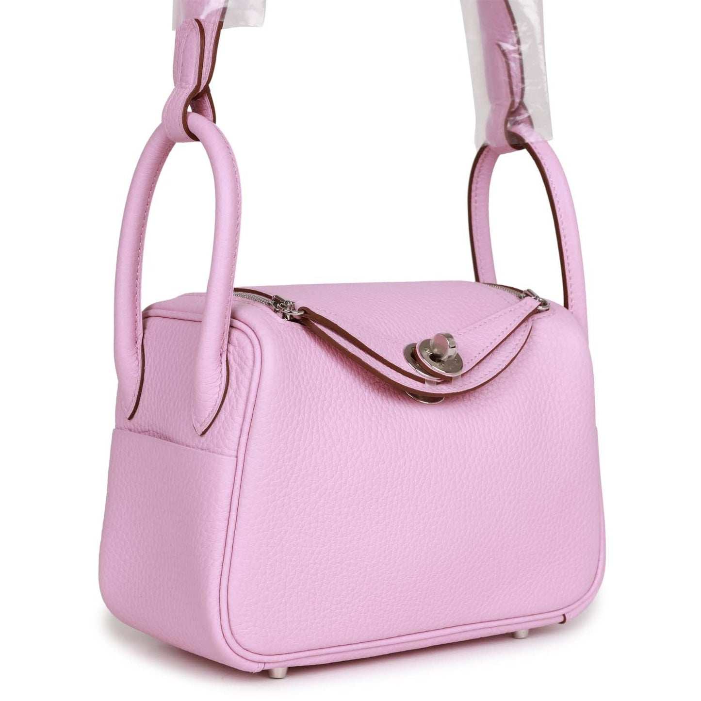 Luxury Hermes Mini Lindy Mauve Sylvestre Clemence Palladium Hardware