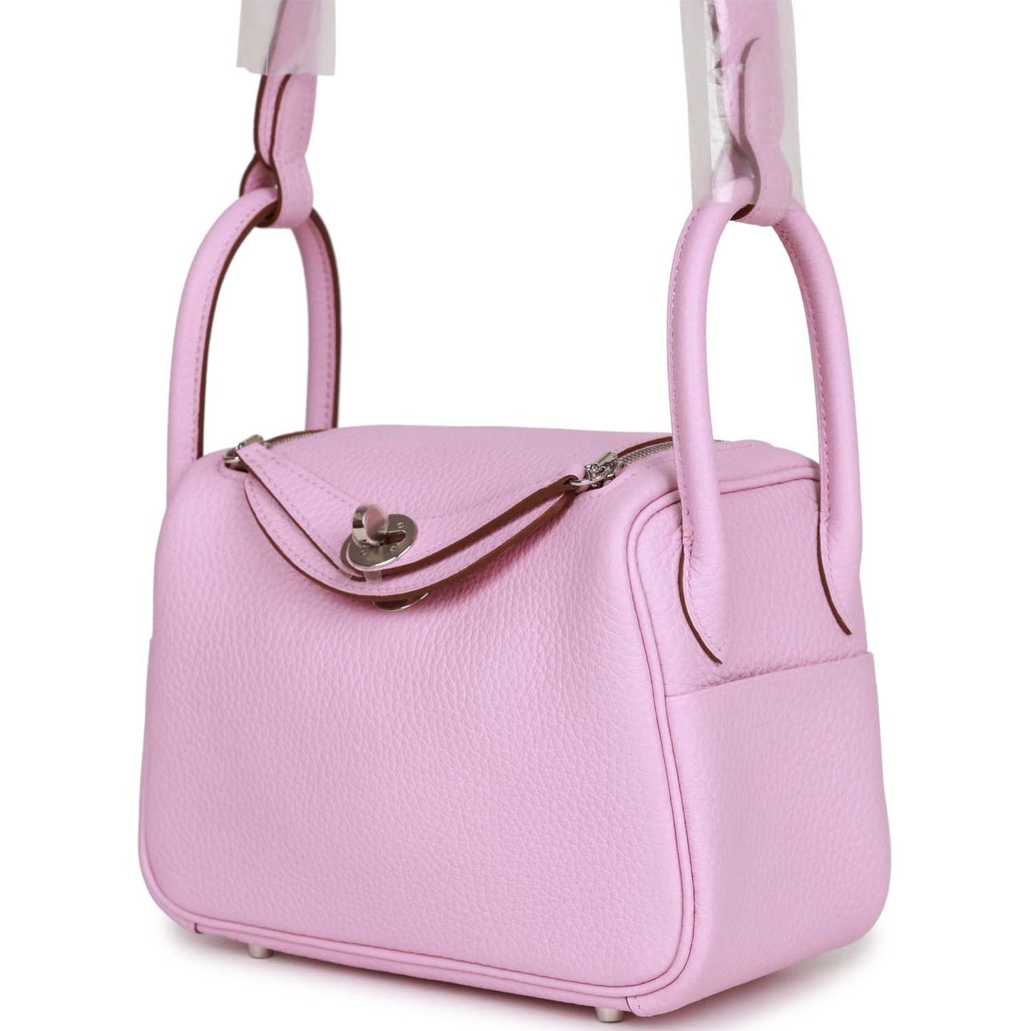Luxury Hermes Mini Lindy Mauve Sylvestre Clemence Palladium Hardware