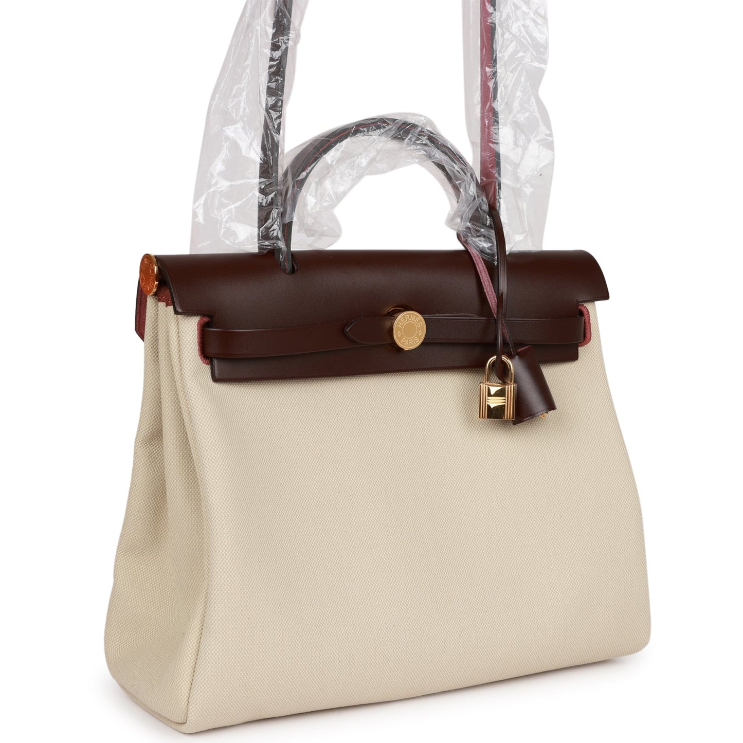 Luxury Hermes Herbag Zip PM 31 Beton Toile H Berline Rouge Sellier Hunter Gold Hardware