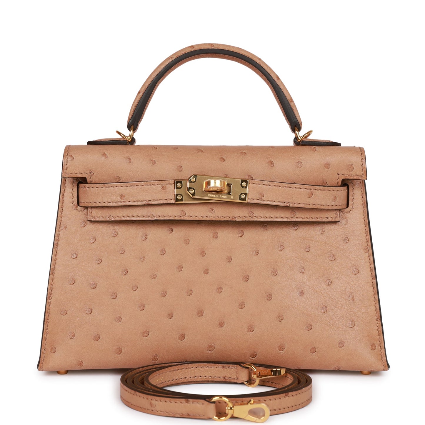 Hermes Kelly 20 Sellier Chai Ostrich Gold Hardware