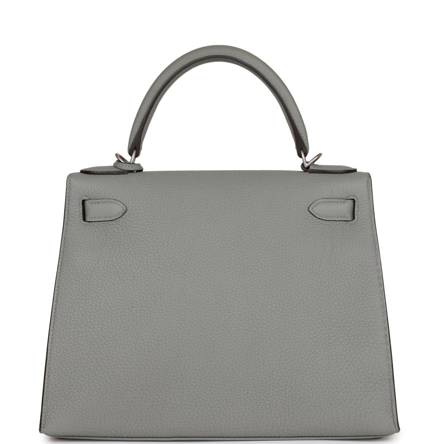 Luxury Hermes Special Order (HSS) Kelly Sellier 28 Gris Mouette Verso Togo Brushed Palladium Hardware