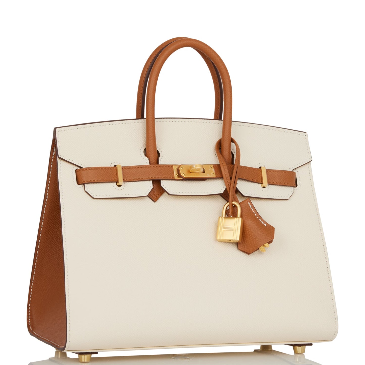 Hermes Birkin 25 Sellier Nata and Gold Epsom Brushed Gold Hardware