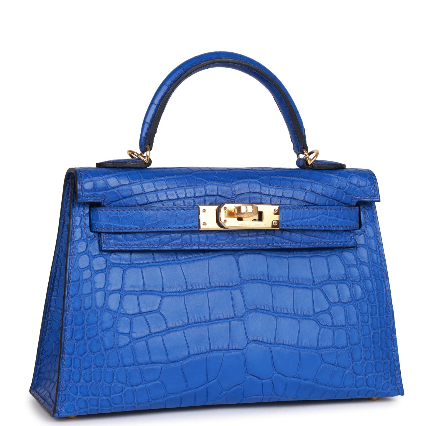Hermes Kelly 20 Sellier Bleu Royal Matte Alligator Gold Hardware