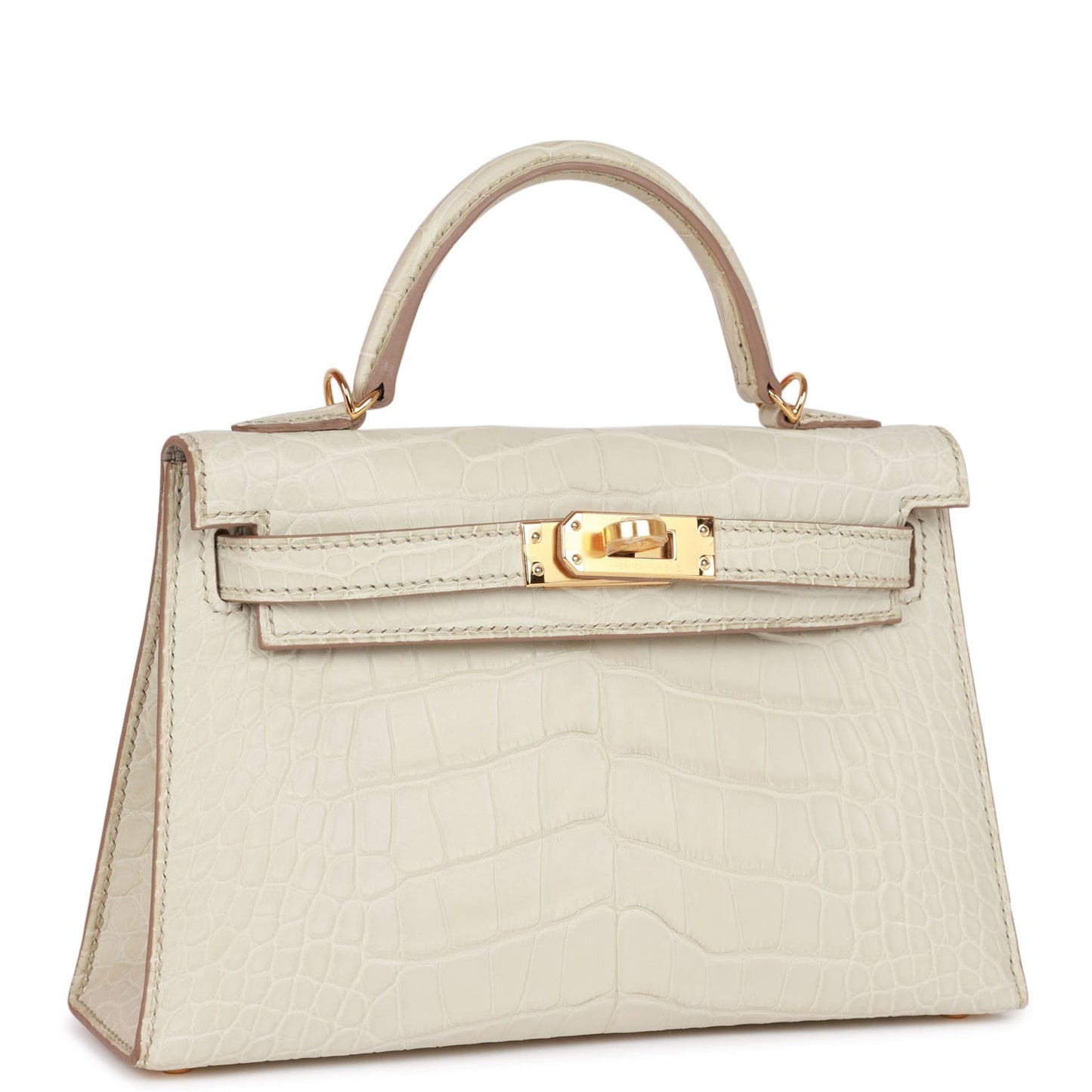Hermes Kelly 20cm Sellier Beton Matte Alligator Gold Hardware
