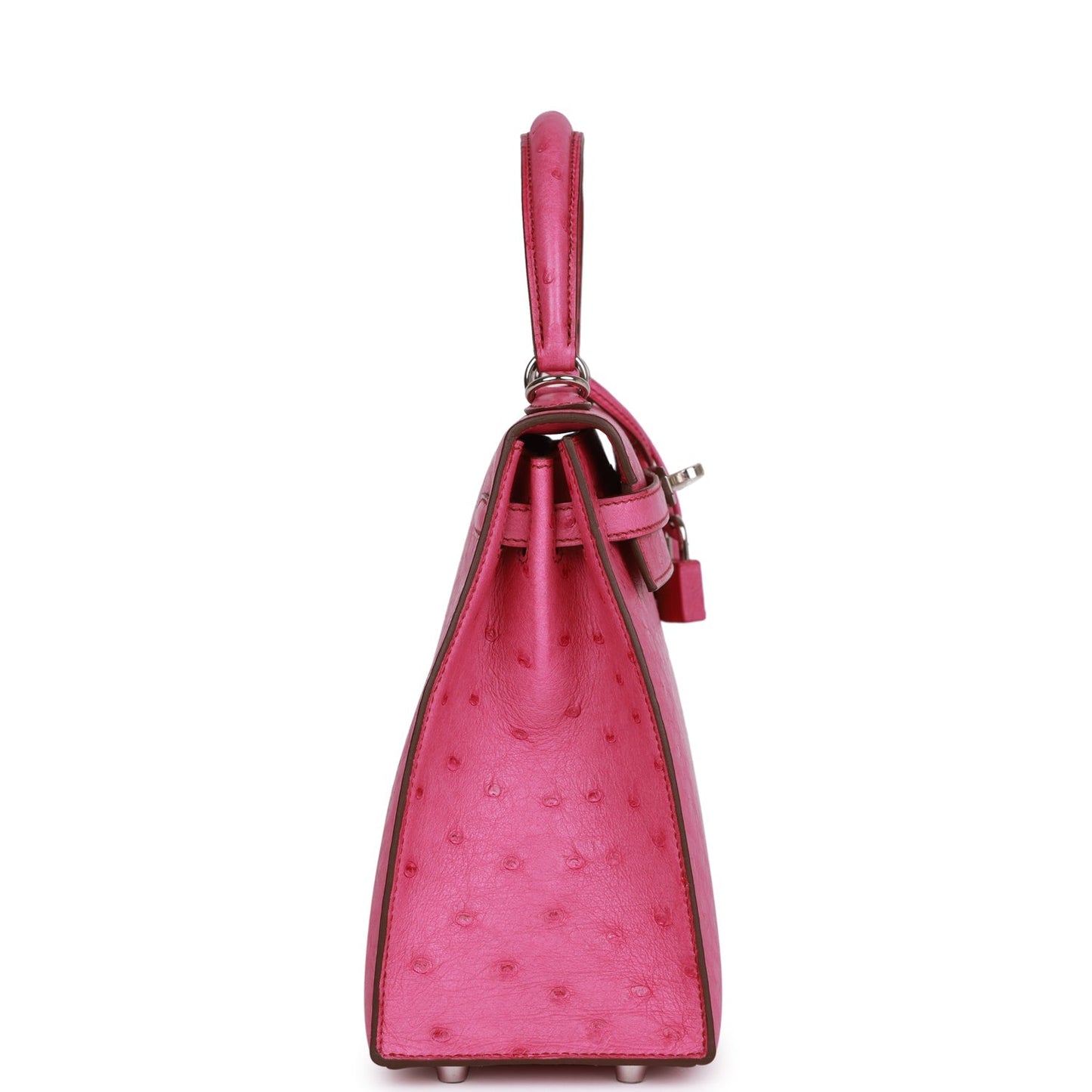 Hermes Kelly 25 Sellier Fuchsia Ostrich Palladium Hardware
