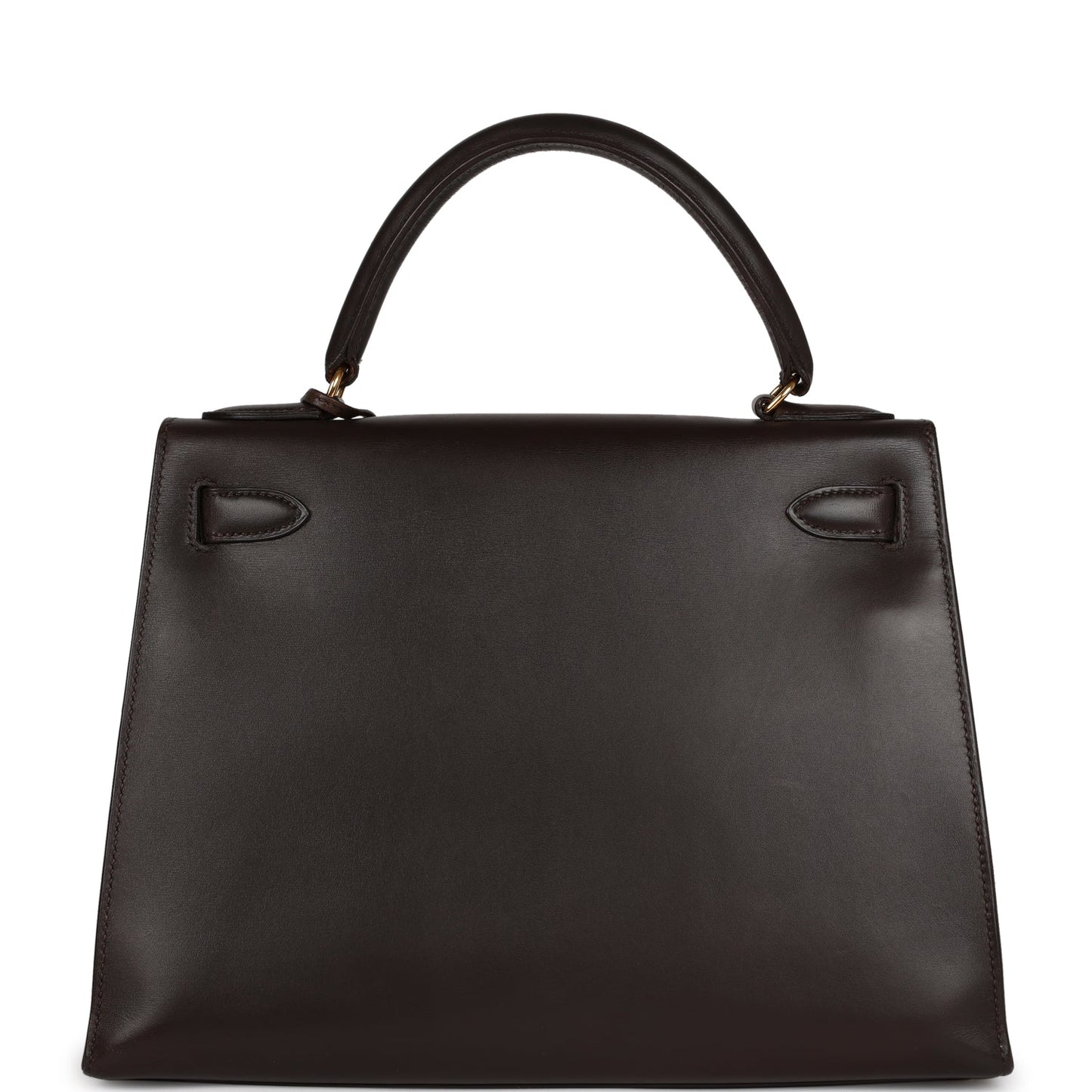 Vintage Luxury Hermes Kelly Sellier 28 Chocolate Box Gold Hardware