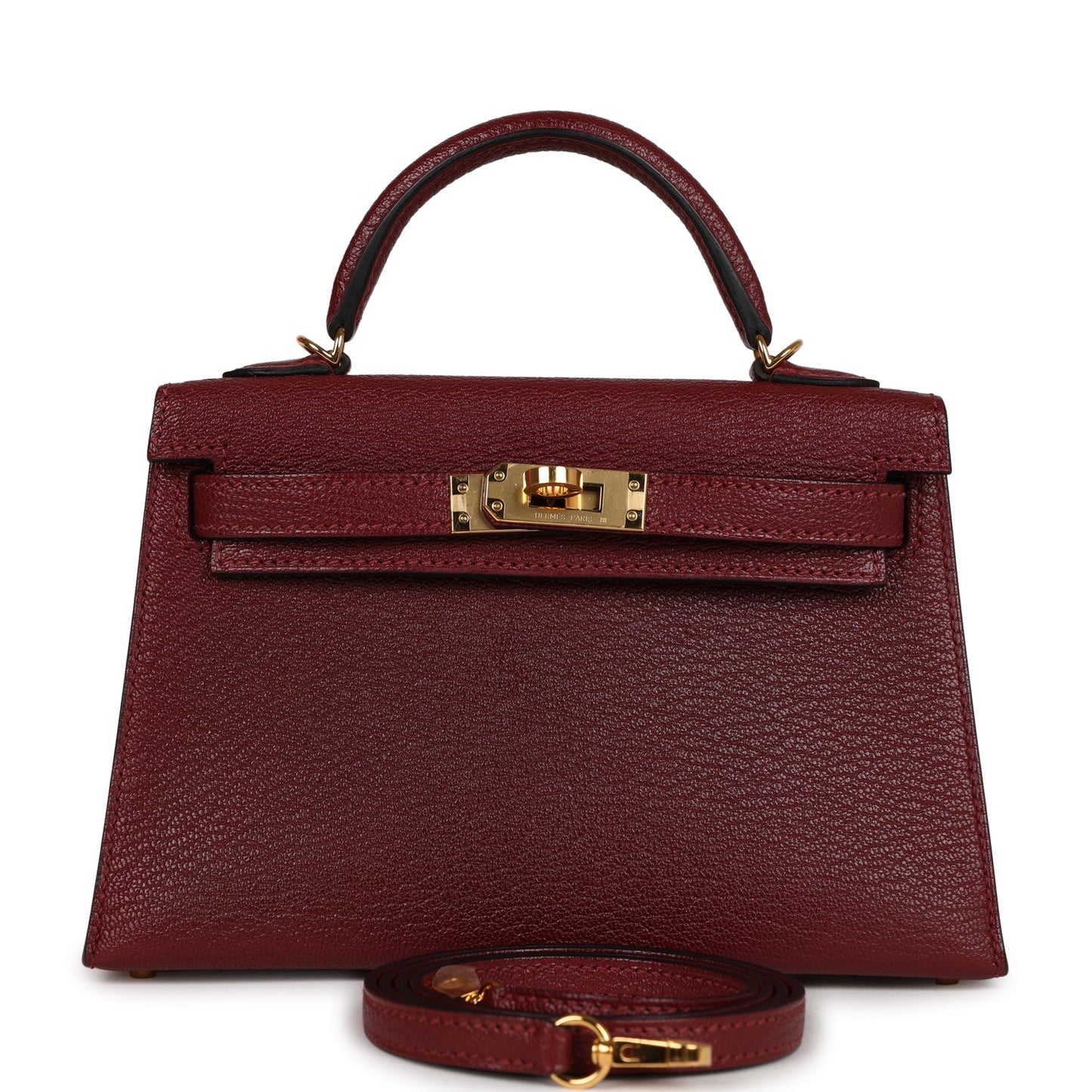Top Quality Luxury Hermes Kelly 20 Rouge Grenat Chevre Gold Hardware