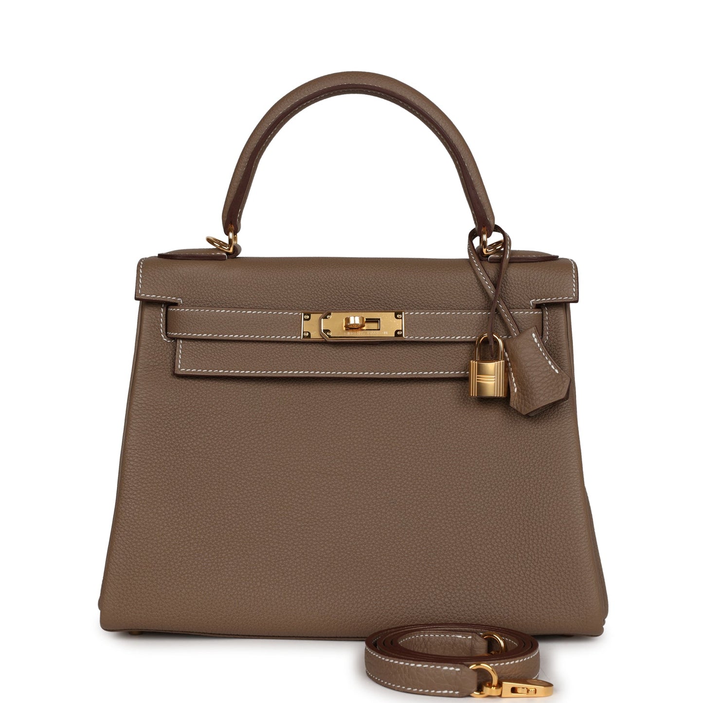 Luxury Hermes Kelly Retourne 28 Etoupe Togo Gold Hardware