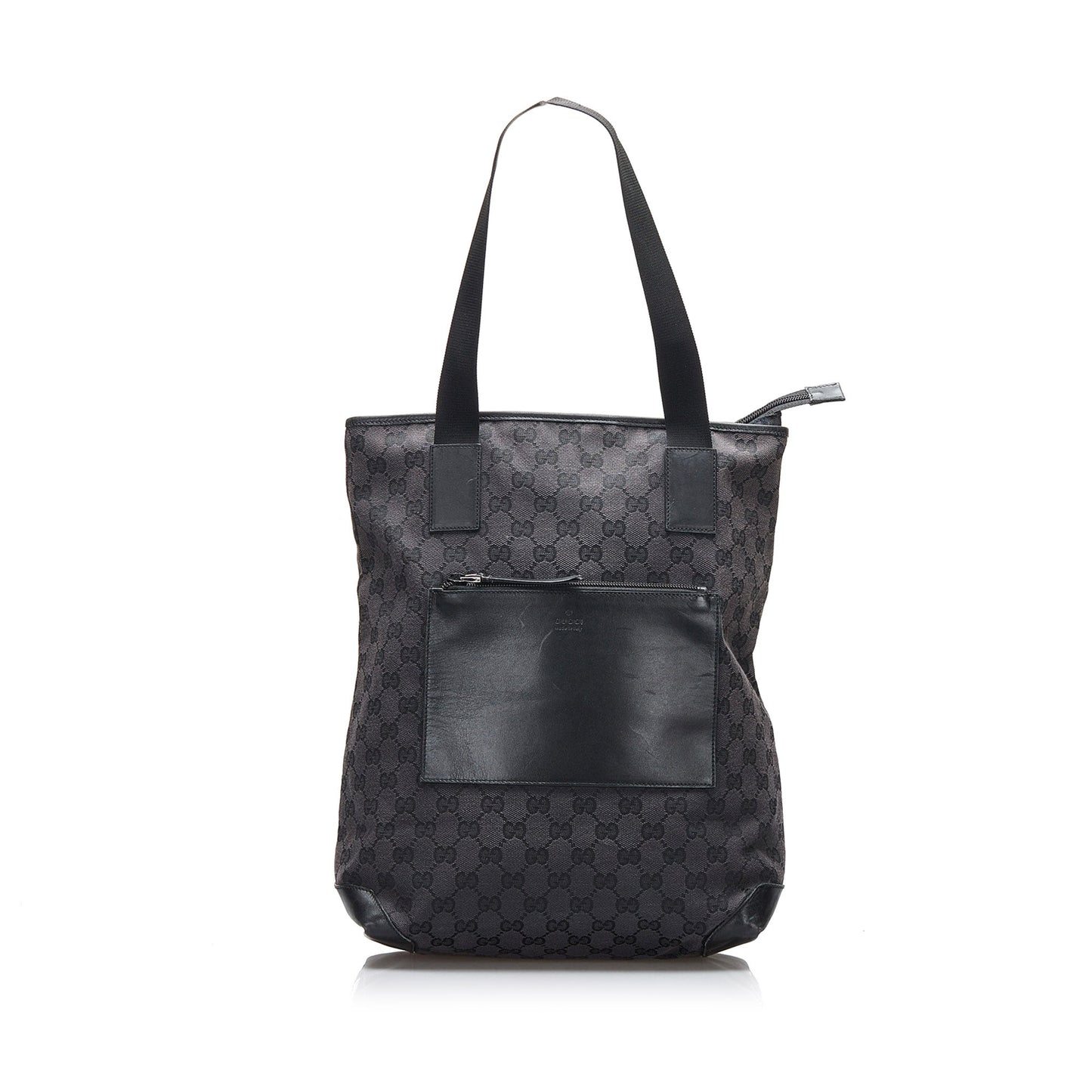 Gucci Black Leather Canvas Tote Style 35