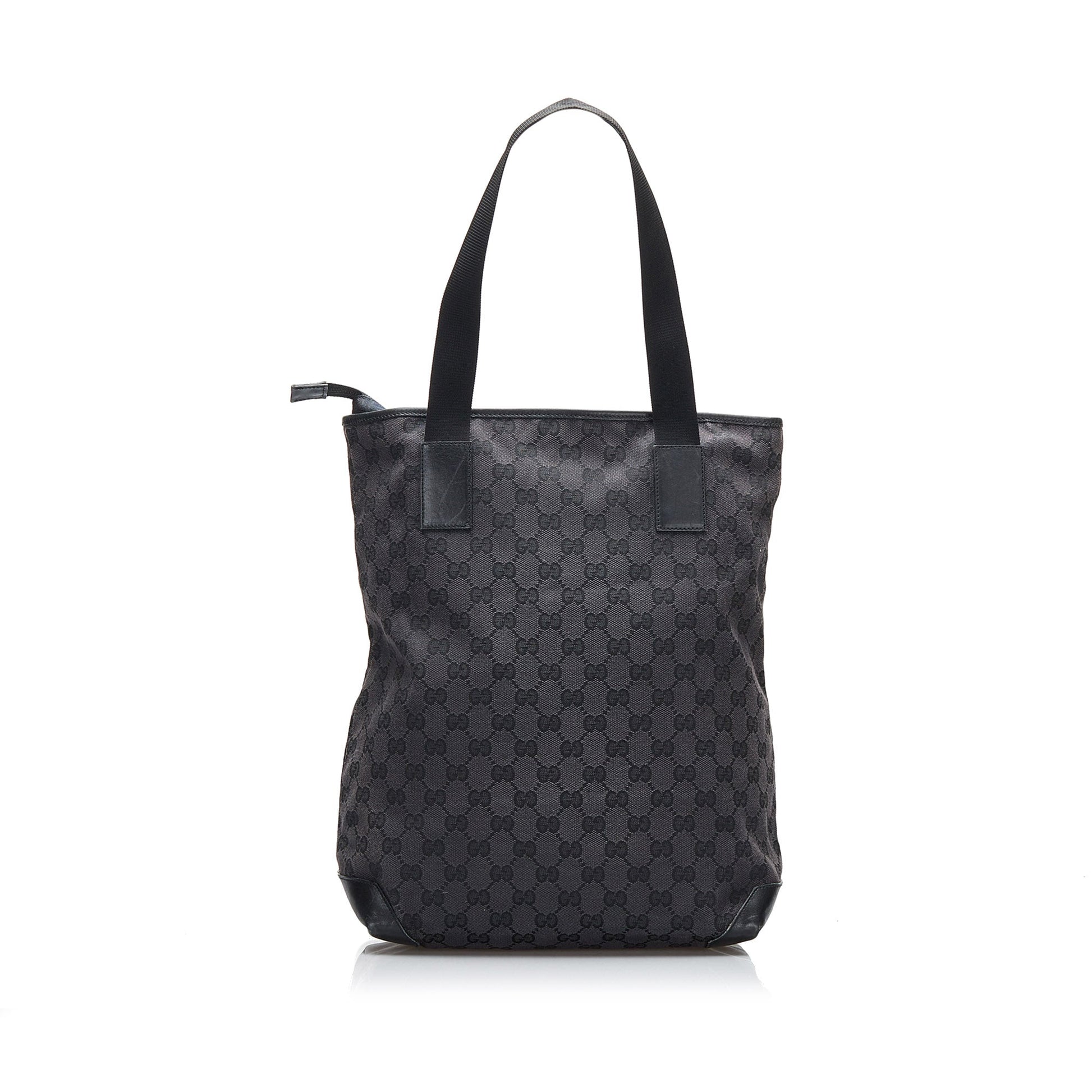 Gucci Black Leather Canvas Tote Style 35