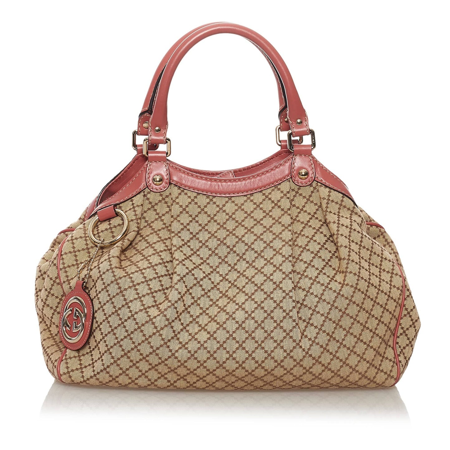 Gucci Sukey Brown Leather Canvas Shoulder Bag