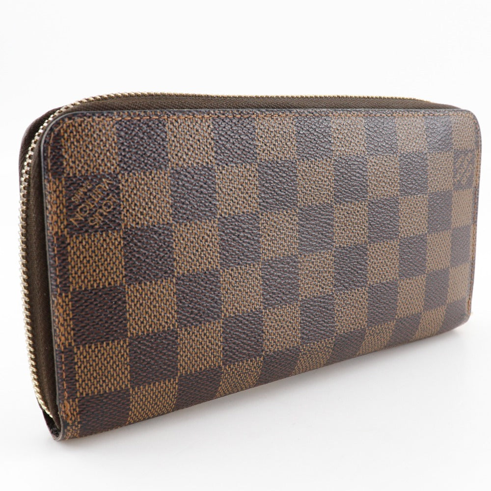 LOUIS VUITTON Long Wallet Purse N60015 Damier canvas Brown Zippy wallet mens(Unisex)