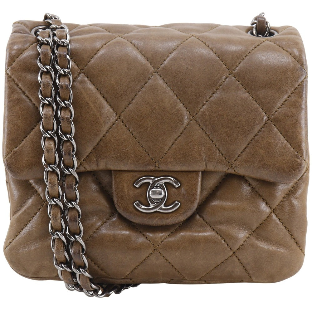 CHANEL Shoulder Bag lambskin Brown Matrasse ChainShoulder