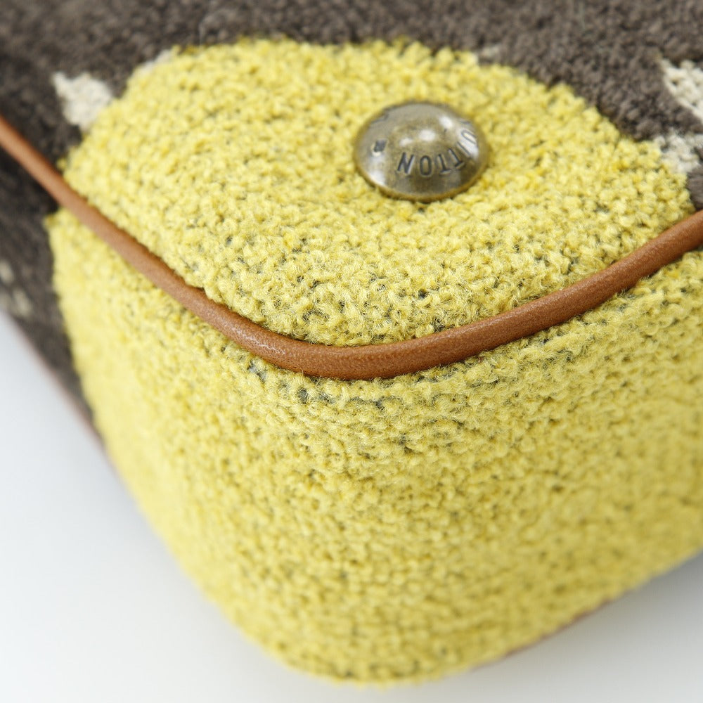 LOUIS VUITTON Shoulder Bag Velvet, Leather Brown Accessory pouch Studs Trompe l'oeil Pochette Accessory Women