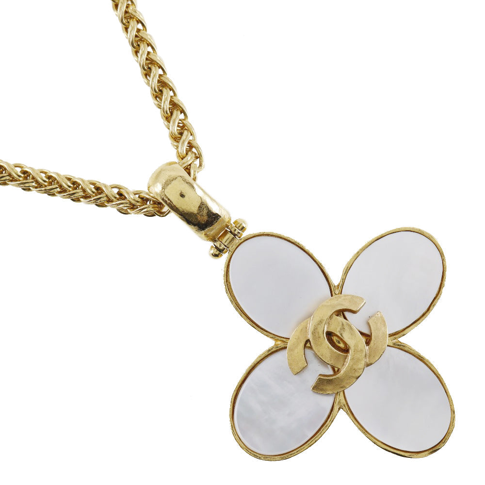 CHANEL Necklace Plated Gold, Shell gold flour COCO Mark