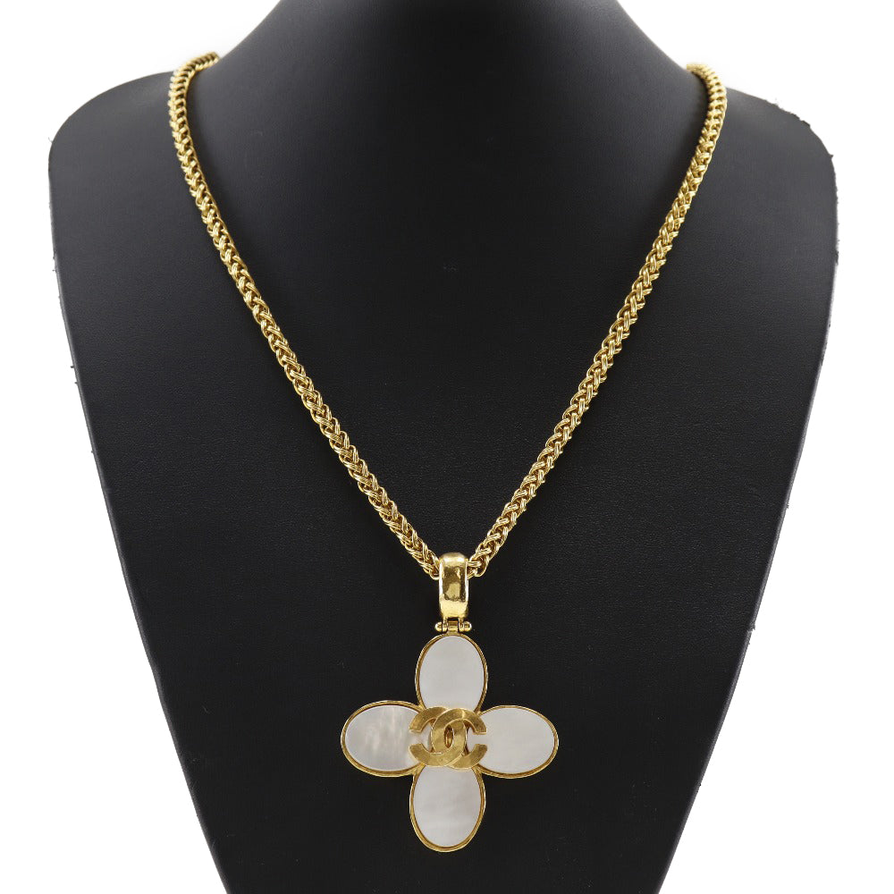 CHANEL Necklace Plated Gold, Shell gold flour COCO Mark