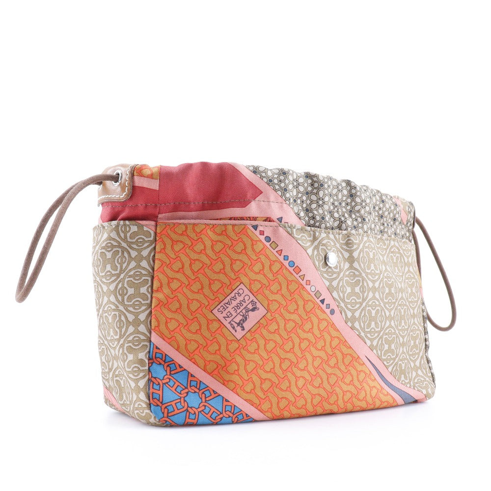 HERMES Pouch Silk, Vaubarenia Brown / orange CARRE EN CRAVATES Foolby 20 Women