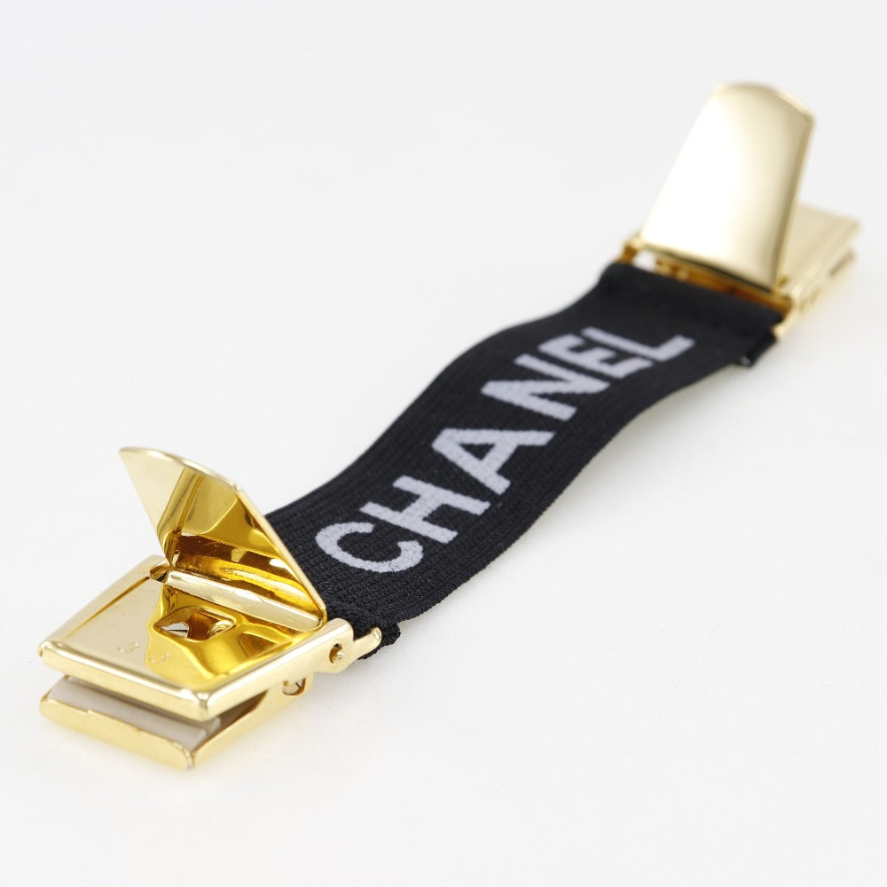 CHANEL Other miscellaneous goods Rubber, Plated Gold black Clip logo Arm band Women