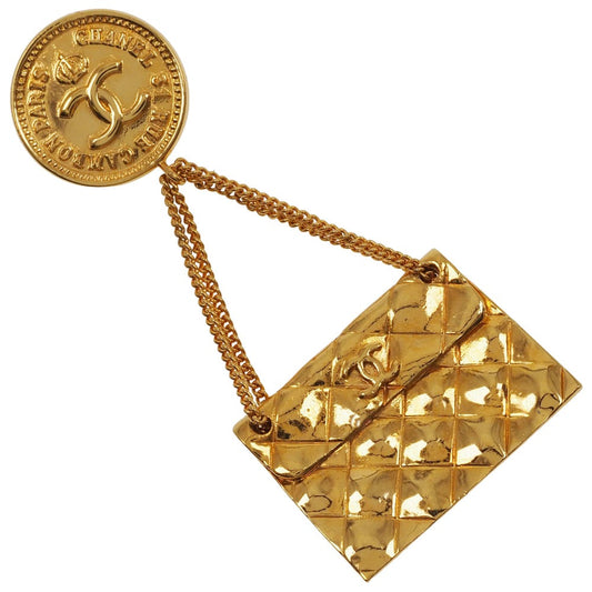 Chanel Coco Mark Brooch Gold Plated Classic Flap Tote