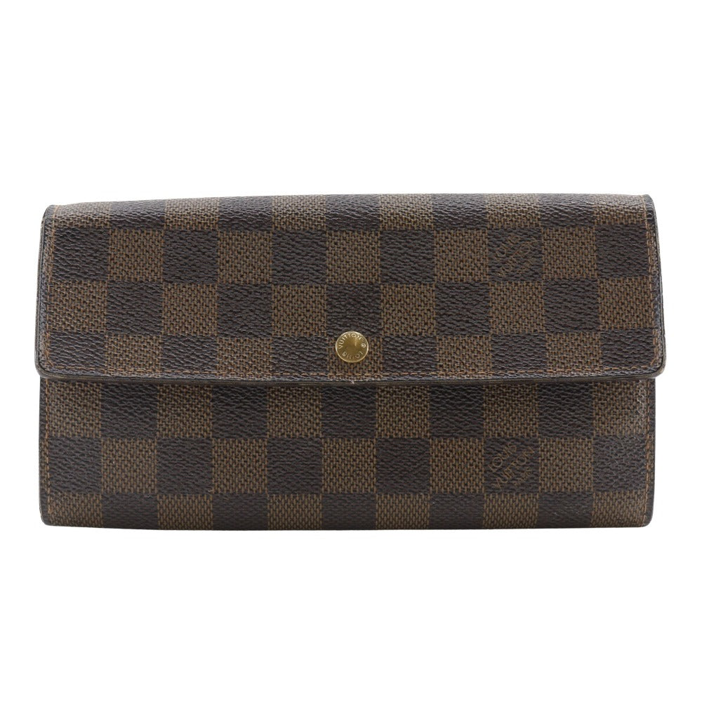 LOUIS VUITTON Long Wallet Purse N61724 Damier canvas Brown Pochette Porto Monnet Credit unisex(Unisex)