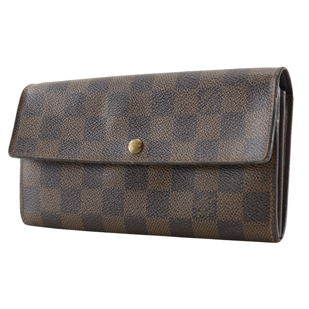 LOUIS VUITTON Long Wallet Purse N61724 Damier canvas Brown Pochette Porto Monnet Credit unisex(Unisex)