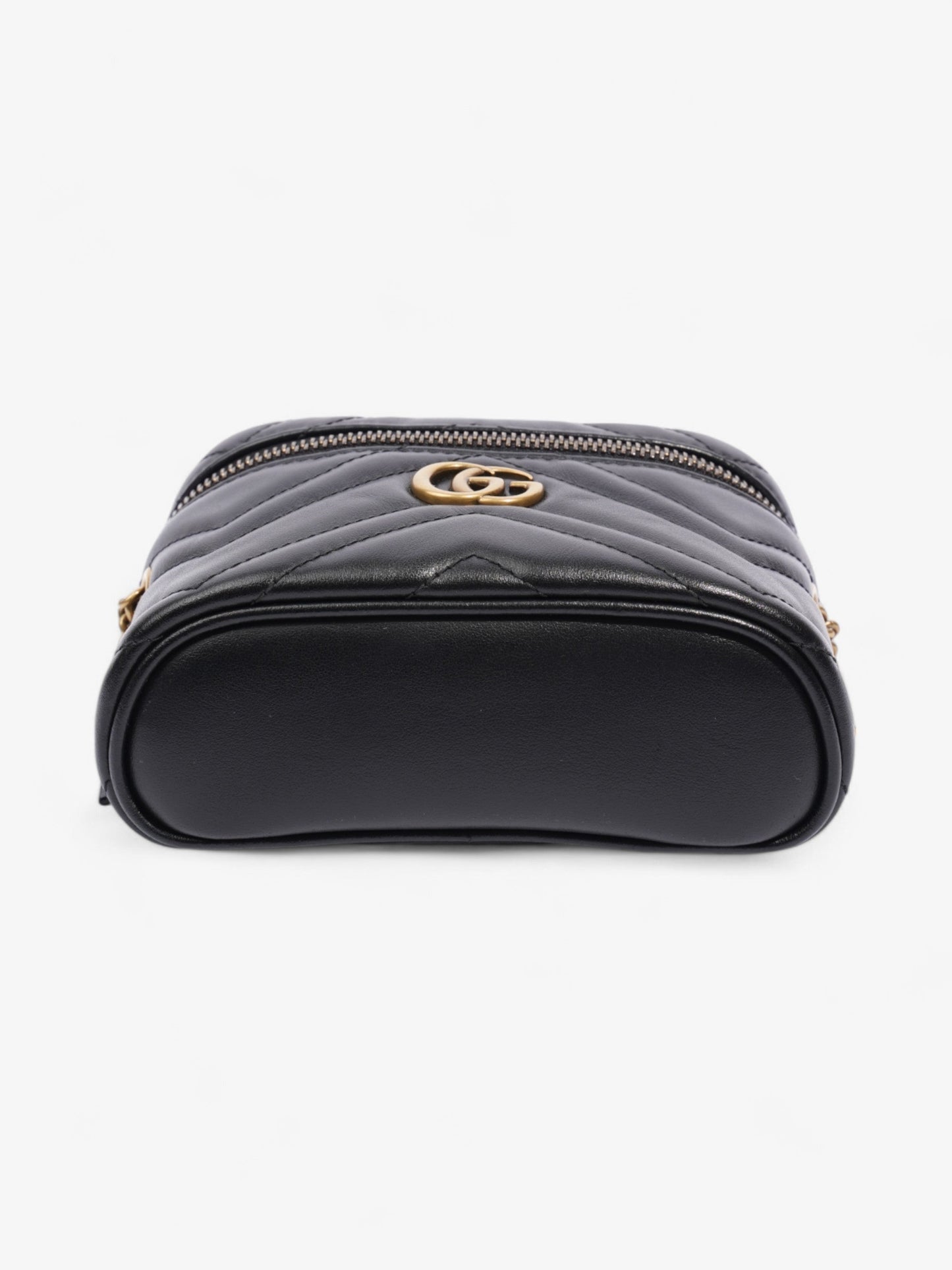 Gucci GG Marmont Top Handle Bag Black Matelasse Leather Mini