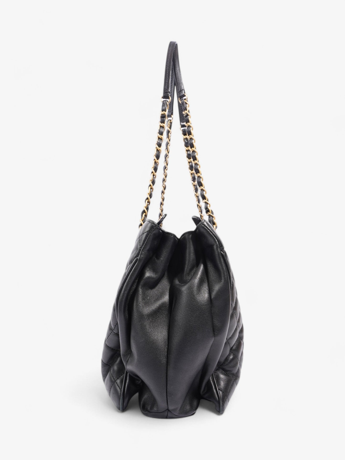 Chanel Shopping Bag Black Lambskin Leather Large